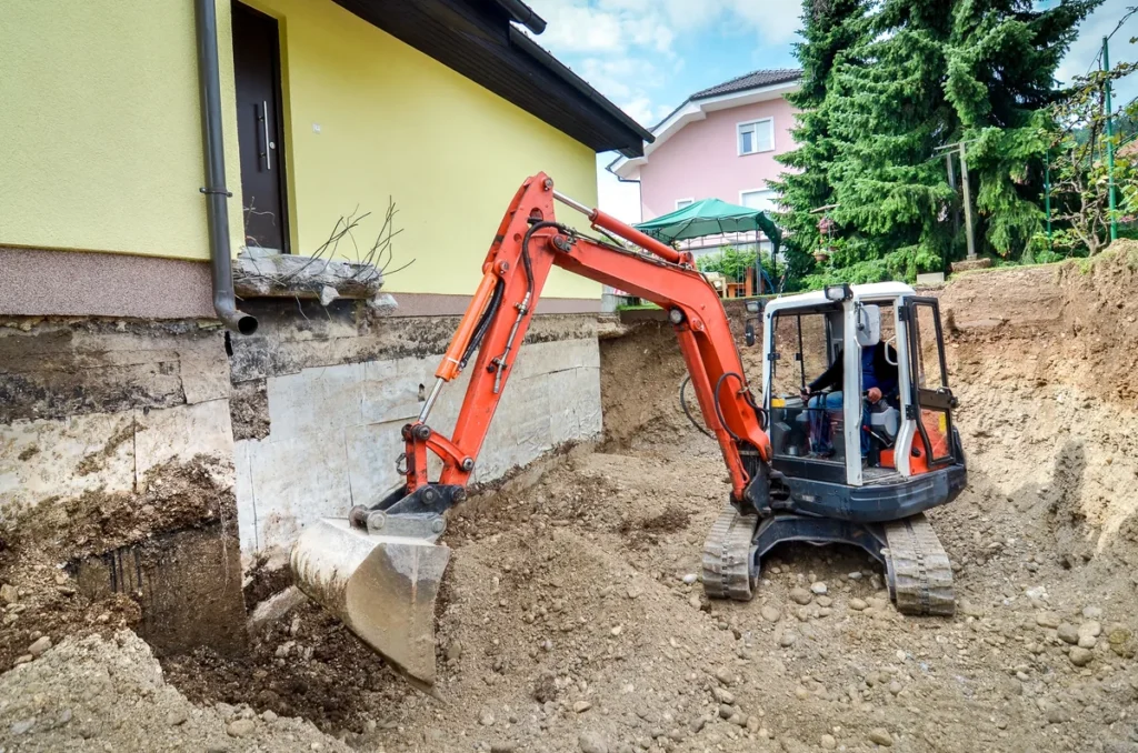 Commercial foundation repair excavation in Lakeway, Texas