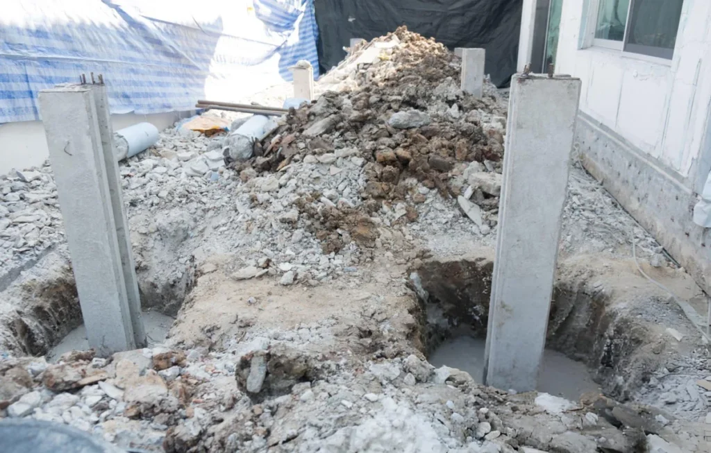 Pressed concrete piling installation in Lakeway, Texas